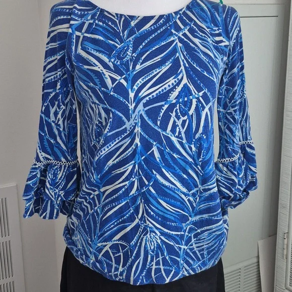 Lilly Pulitzer Laddie Top In Twilight Blue Early Riser Size XXS - Picture 2 of 8
